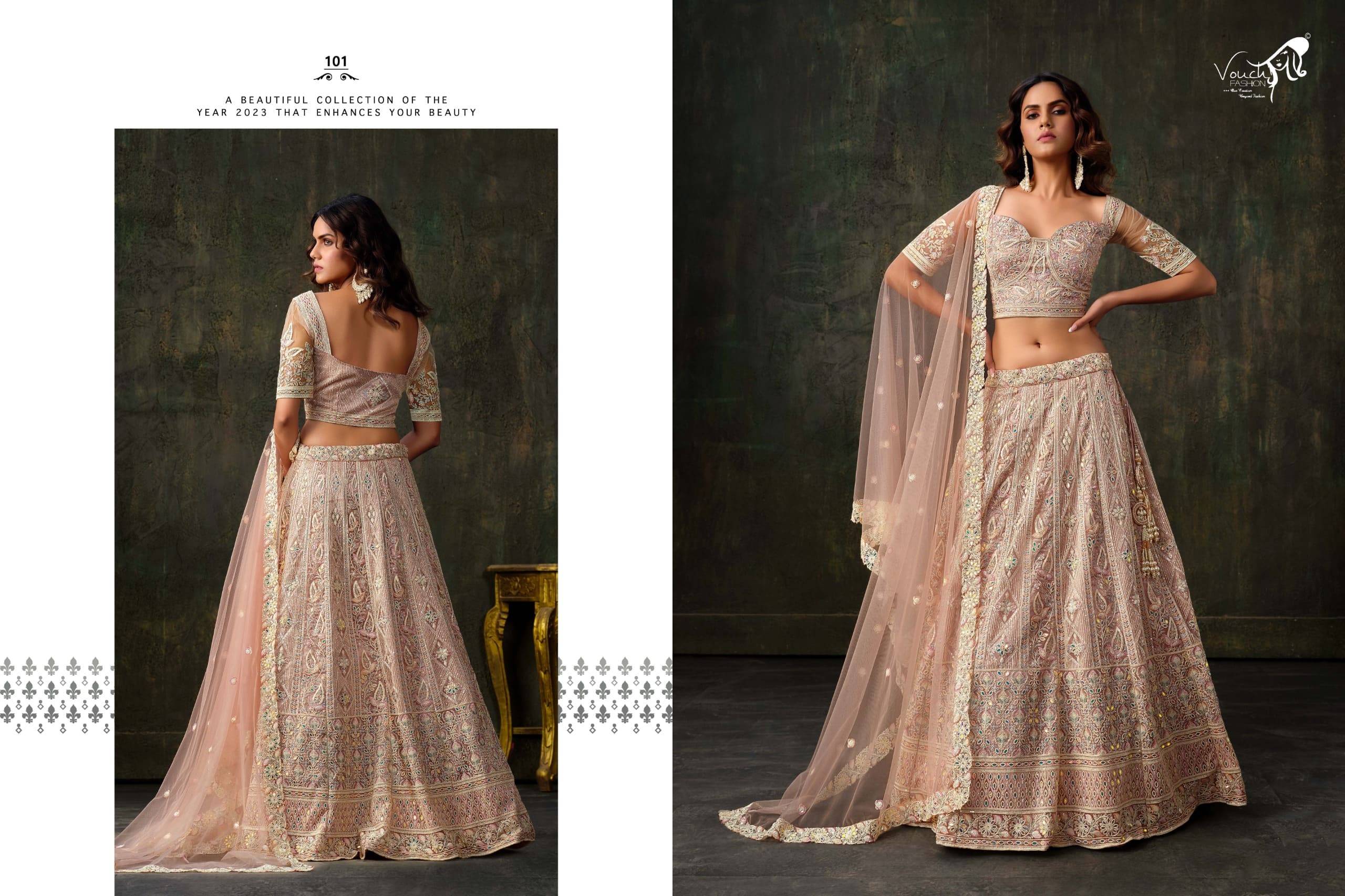 Sanya vol-2 by vouche 101 To 109 Series Festive Wear Collection Beautiful Stylish Colorful Fancy Party Wear & Occasional Wear Chinnon/Georgette Lehengas At Wholesale Price